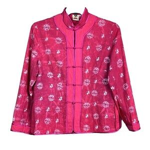 Asian Style Jacket 100% Cotton  Hot Pink Toggle Closures Original Dachungwa